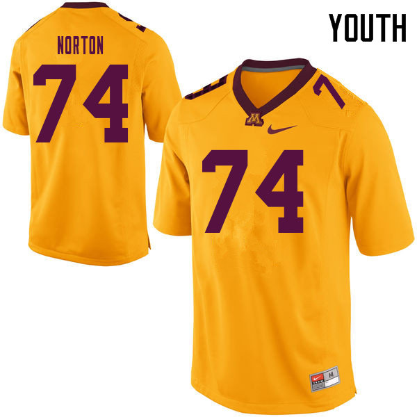 Youth #74 Grant Norton Minnesota Golden Gophers College Football Jerseys Sale-Yellow